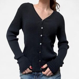 Classiques Entier Vintage black silk ribbed cardigan
